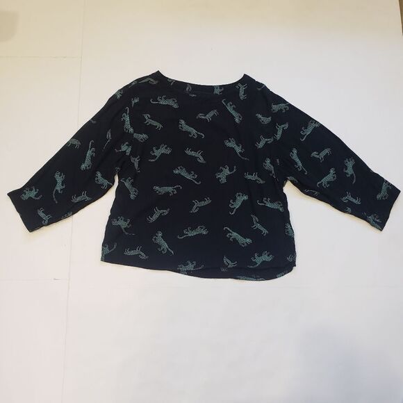 Reformation Cheetah and Antelope Folk Art Print Top - Picture 1 of 15